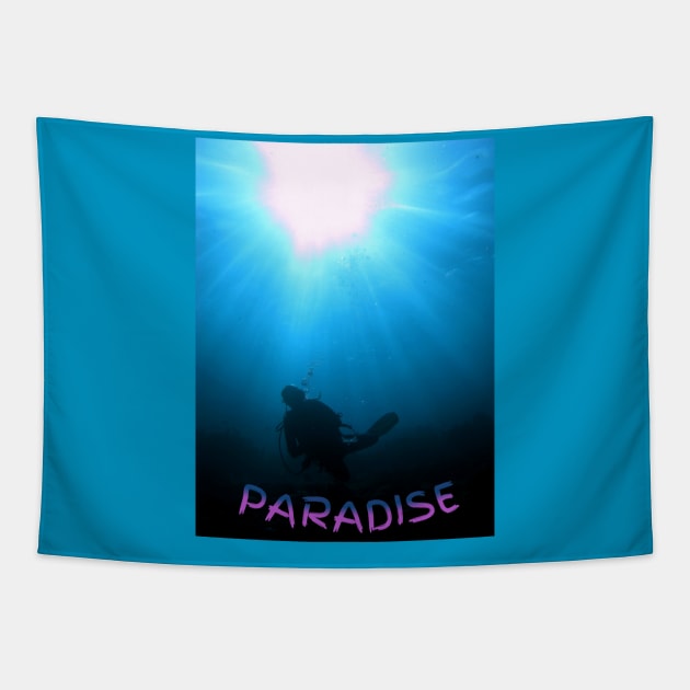 Scuba diver Paradise Tapestry by Coreoceanart