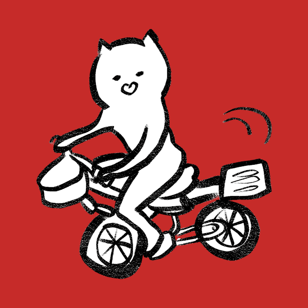 A CAT IS RIDING A BICYCLE by iluvu