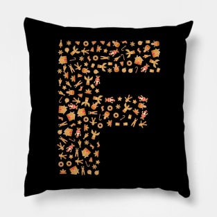 Letter F Initial Christmas Decorations Gingerbread Pillow