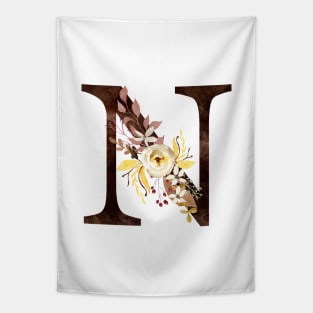 Floral Monogram N Lovely Autumn Foliage Tapestry