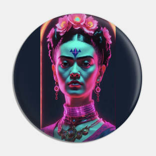Frida's Neon Muse: Modern Portrait Pin