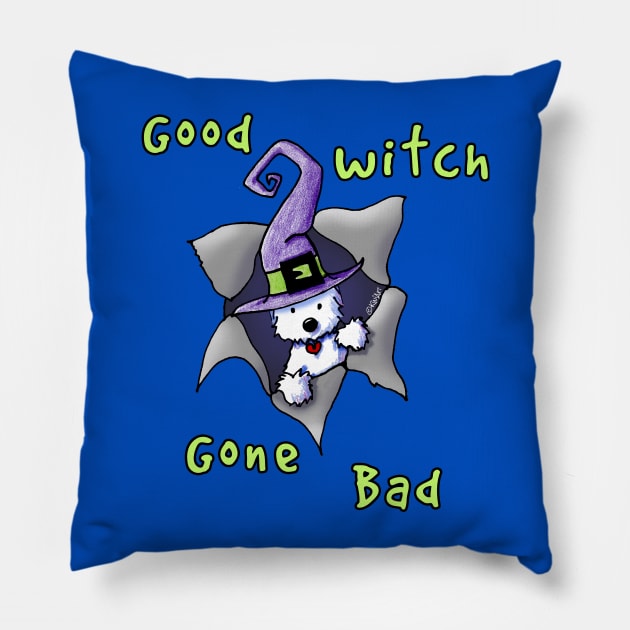 Bad Witch Westie Pillow by KiniArt