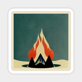 Snowy Campfire Magnet