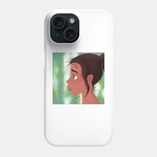 Girl in Profile on Green Phone Case