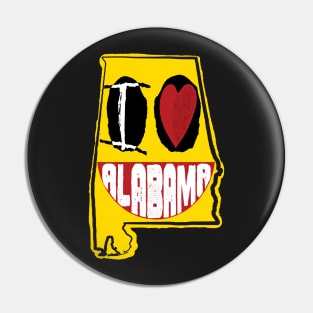 I Love Alabama Smiling Happy Face Pin