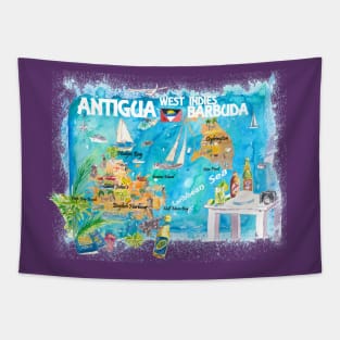 Antigua_Illustrated_Travel_Map_With_RoadsM Tapestry