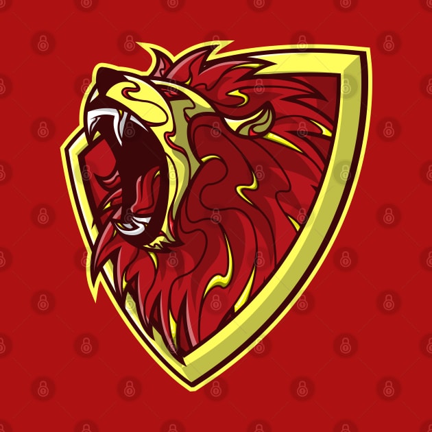 the scarlet and gold brave lion shield by FamiFriki_V