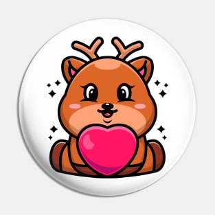 Cute baby deer cartoon with love Pin