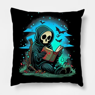 Reading Grim Reaper Pillow