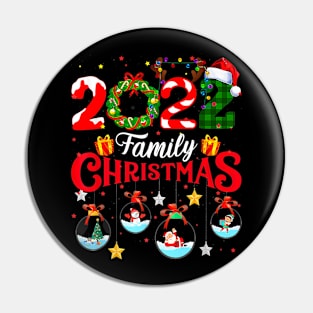 Family Christmas 2022 Merry Xmas Ball Light Garden Reindeer Funny Christmas Pin