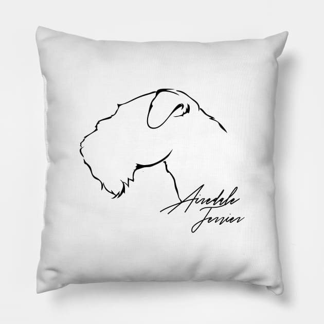 Airedale Terrier profile dog lover gift Pillow by wilsigns