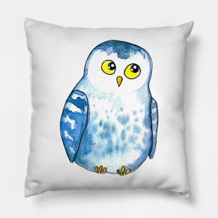 Snow Owl Watercolor Pillow