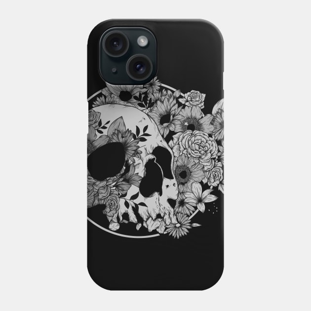 Dark Skulls and Flowers Phone Case by Jess Adams
