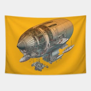 psychedelic futuristic Style Blimp Tapestry