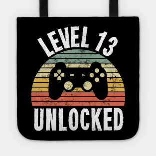 Level 13 Unlocked T-Shirt - 13th Birthday Gamer Gift - Thirteenth Anniversary Gift Tote