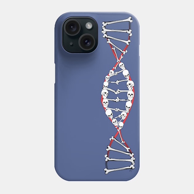 DNA Skull and Bones Phone Case by Ray 6 Designs