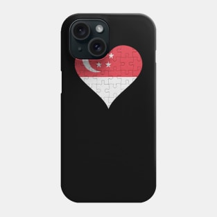 Singaporean Jigsaw Puzzle Heart Design - Gift for Singaporean With Singapore Roots Phone Case