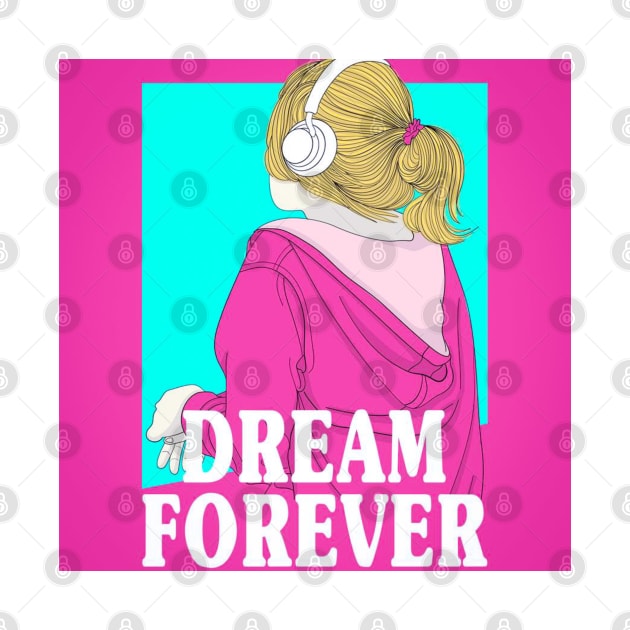 Girl listening to music with dream forever by TheSkullArmy