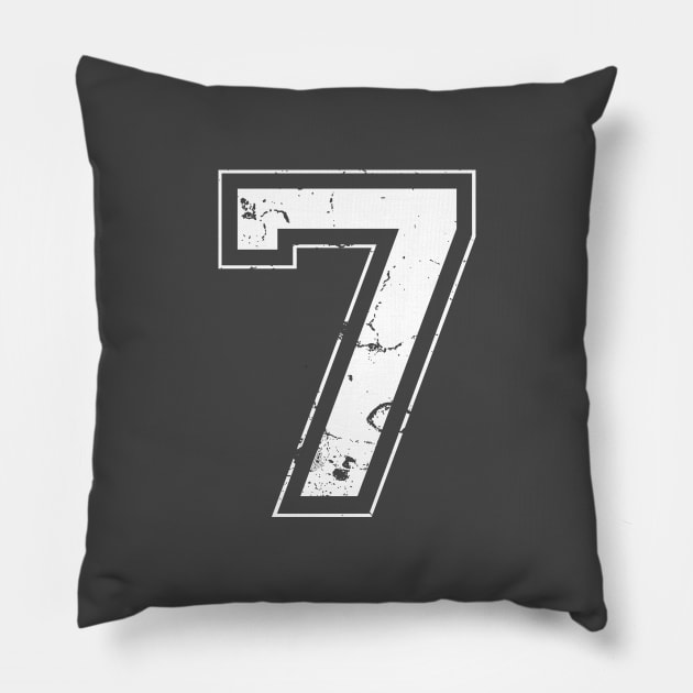 Number 7 Seven White Jersey Sports Athletic Player Pillow by porcodiseno