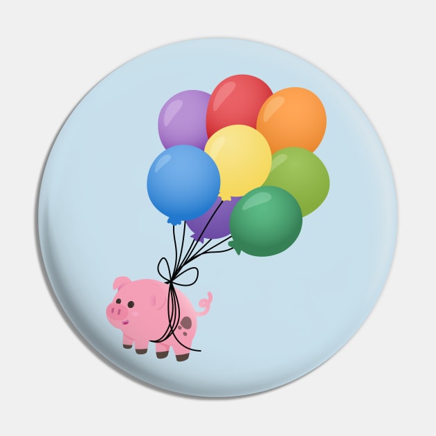 Flying Pig - Balloons Pin by StrayKoi