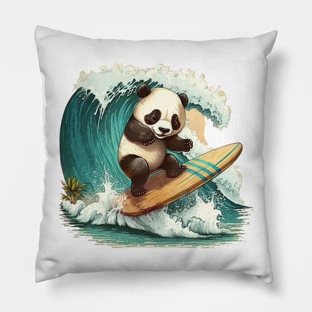 Surfing Panda Pillow by Path