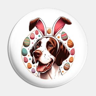 Pointer Dog Enjoys Easter with Bunny Ear Headband Pin