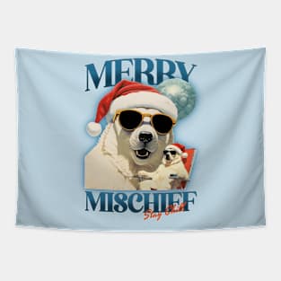 Merry Mischief Stay Chill Polar Bear Christmas Tapestry