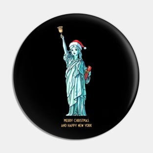 Santa Lady Liberty - Merry Christmas and Happy New York Pin