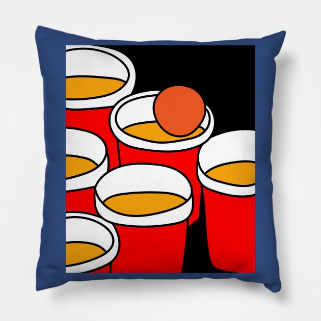 Party Drinking Game Beerpong Beer Pong Pillow by flofin