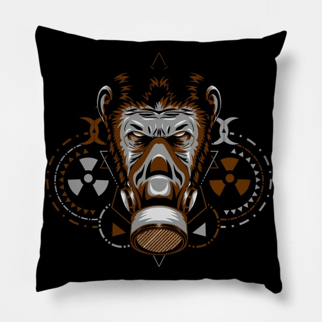 apes mask monkey ilustration Pillow by SHINIGAMII