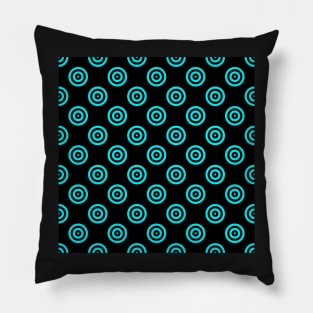 Neon Aqua Concentric Circles Pillow