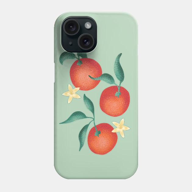 Oranges flowers and leaves  - green Phone Case by PrintablesPassions