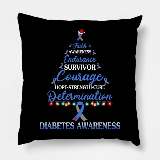 Faith Awareness Endurance Diabetes Awareness Christmas Tree Pillow by HomerNewbergereq