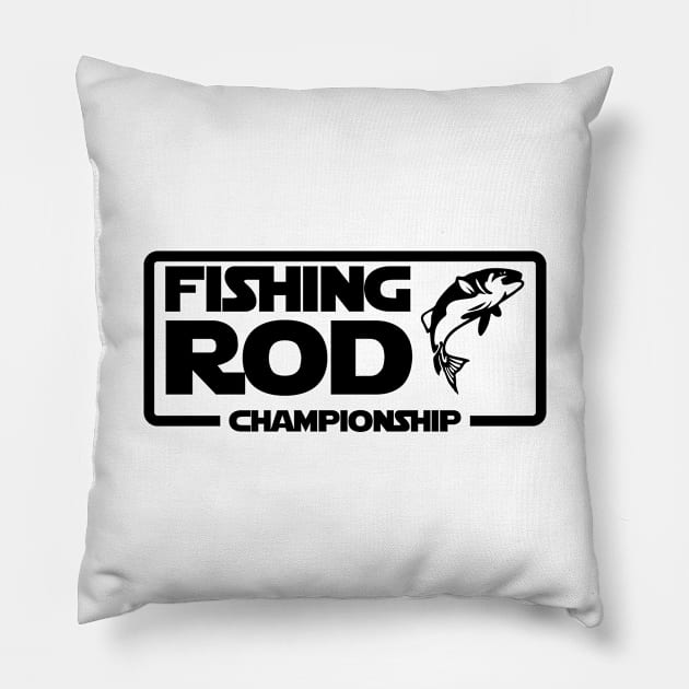 Fishing Rod (Black) Pillow by Ajiw