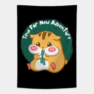 Cute hamster Time for new adventure Hello little hamster cute baby outfit Tapestry