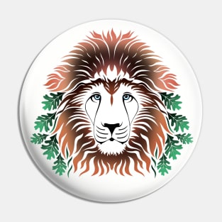 Lion Head with Oak Leaves Pin