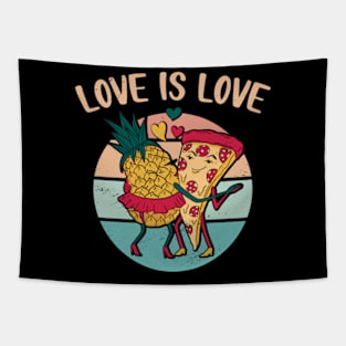 Love is Love Cute Pizza Pineapple Funny Tapestry