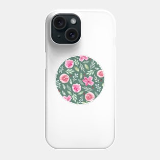 Azalea and Roses| Watercolor | Watercolor | Hunter Green Phone Case