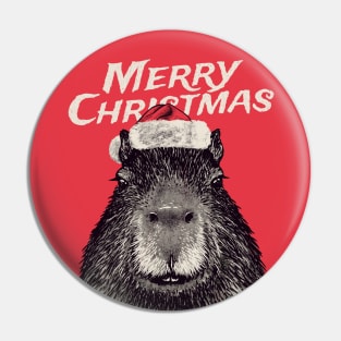 Christmas Capybara | Merry Christmas | Red Santa Hat Pin