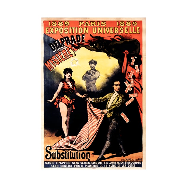 1889 Paris Delprade Mystere! Substitution Vintage Magic Performances Poster by vintageposters