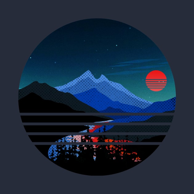 Blue Mountain and Red Moon by pilipsjanuariusDesign