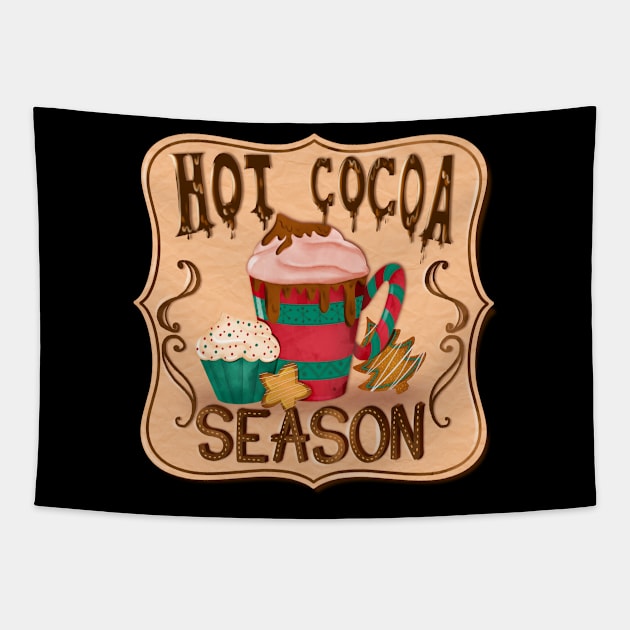 Hot cocoa season christmas design Tapestry by PrintAmor