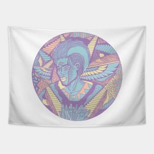 Retro Blend Wise Afro King Tapestry