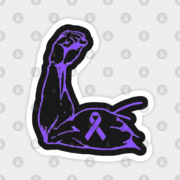 Flexing arm with Purple Awareness ribbon Magnet by CaitlynConnor