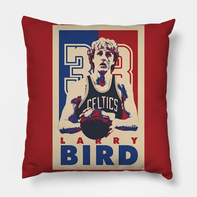 Larry Bird Retro Pop Art Style Pillow by mia_me