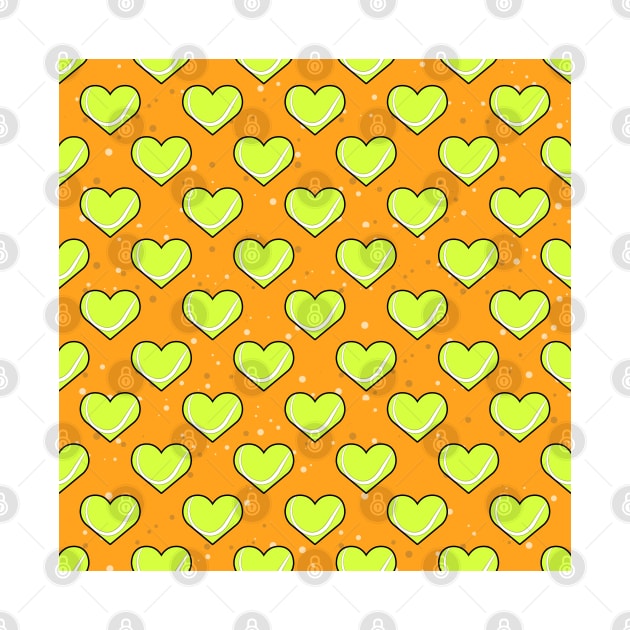 Tennis Ball Texture In Heart Shape - Pattern on Orange Background by DesignWood-Sport