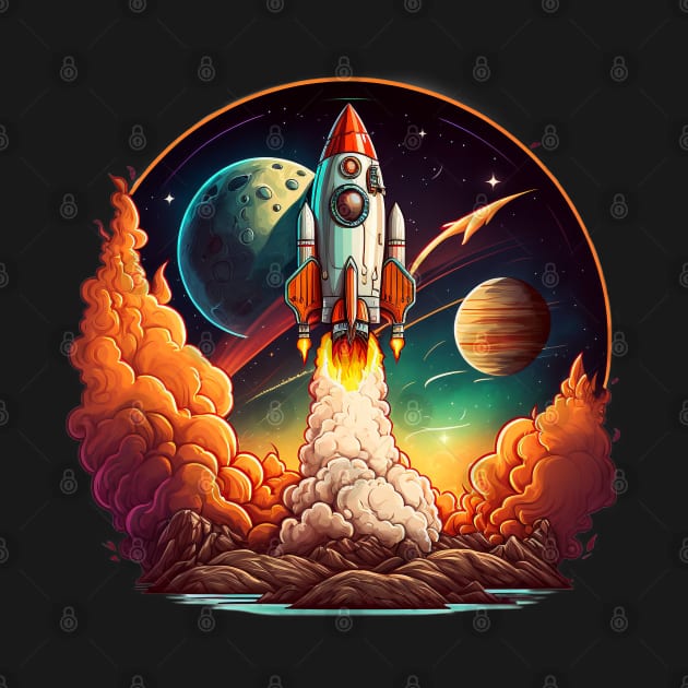 Space Rocket cartoon style by Buff Geeks Art