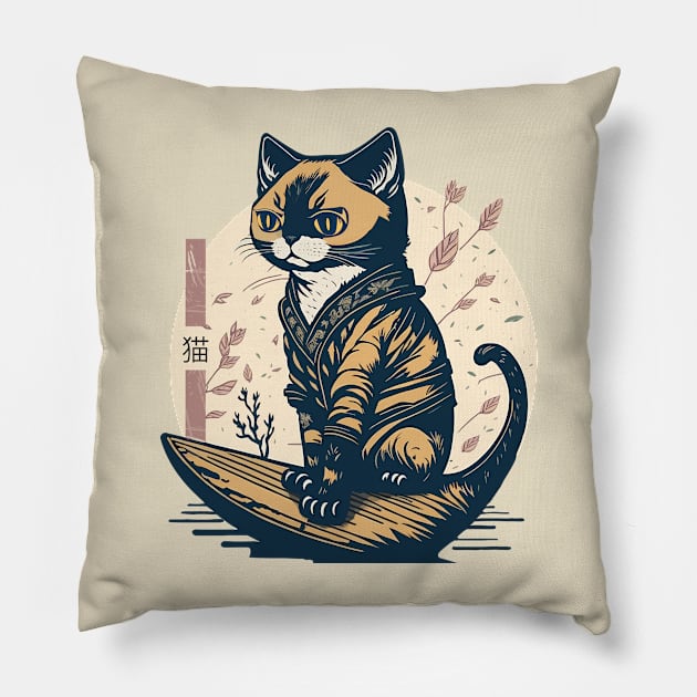 Cat Japanese Aesthetic Pillow by PetODesigns