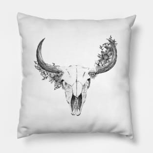 INK - Skull and Flowers Pillow