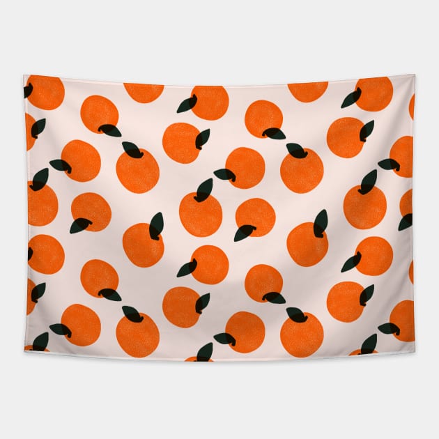 Cute oranges pattern Tapestry by lowercasev